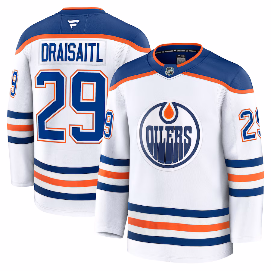 Men's Edmonton Oilers Leon Draisaitl Fanatics White Away Premium Player Jersey