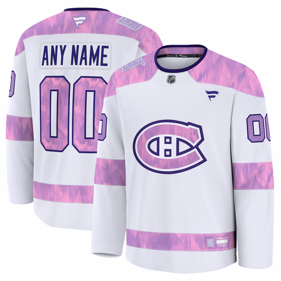 Montreal Canadiens Fanatics 2024 Hockey Fights Cancer Custom Practice Jersey - White