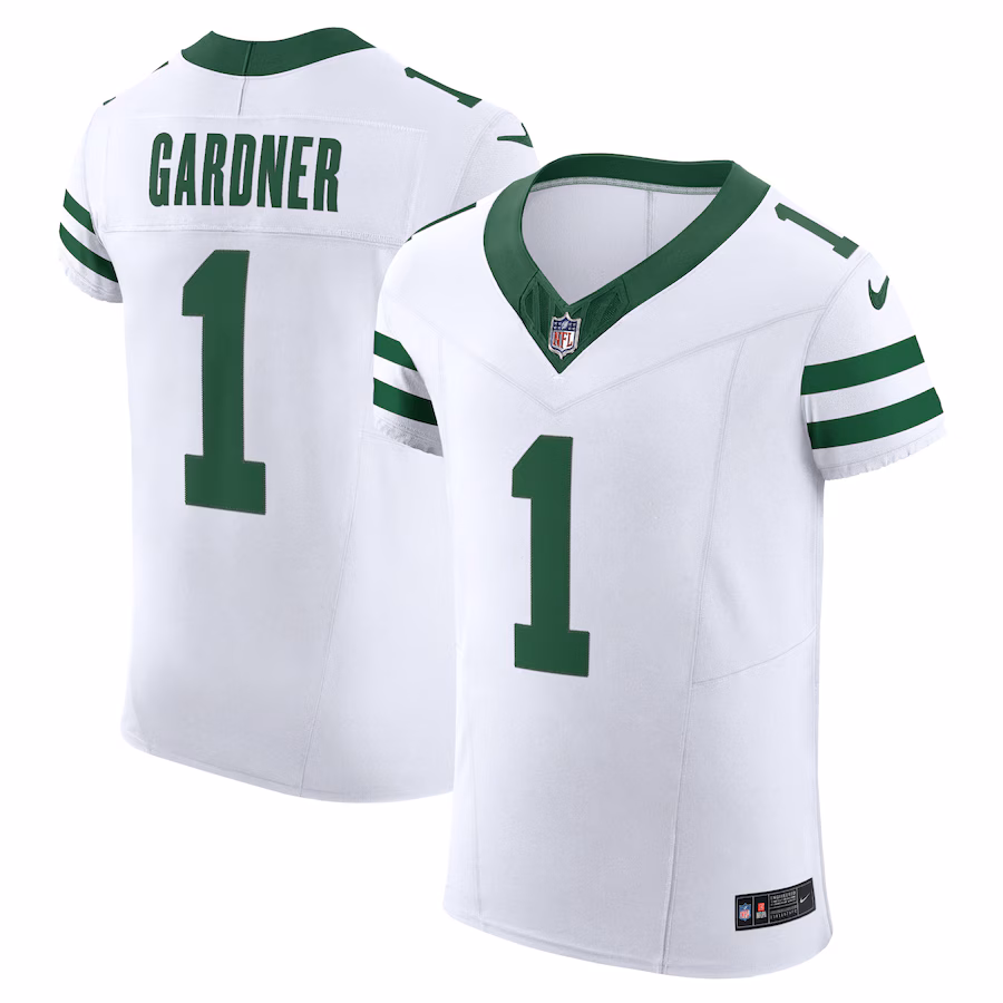 Men's New York Jets Ahmad Sauce Gardner Nike White Alternate Vapor F.U.S.E. Elite Jersey