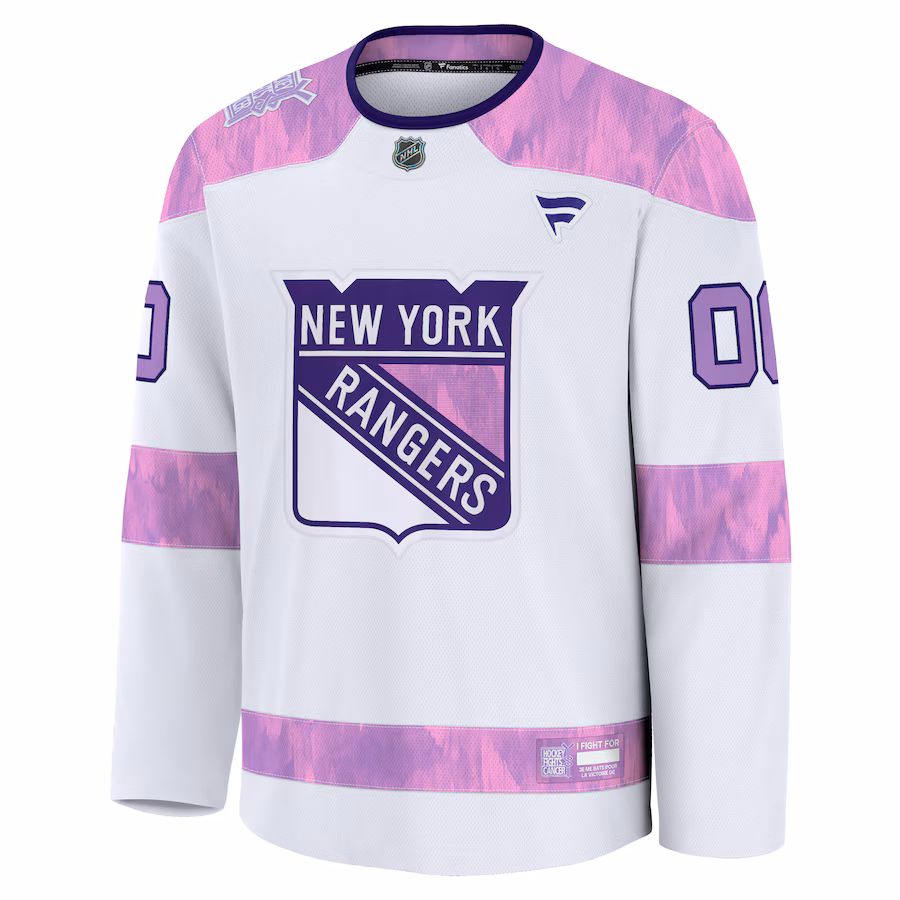 New York Rangers Fanatics 2024 Hockey Fights Cancer Custom Practice Jersey - White
