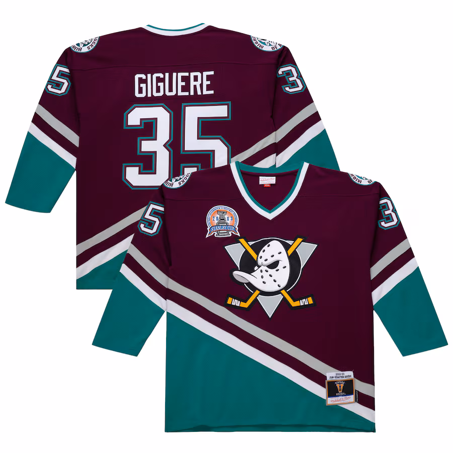 Jean-Sebastien Giguere Anaheim Ducks 2002-03 Power Play Jersey - Purple