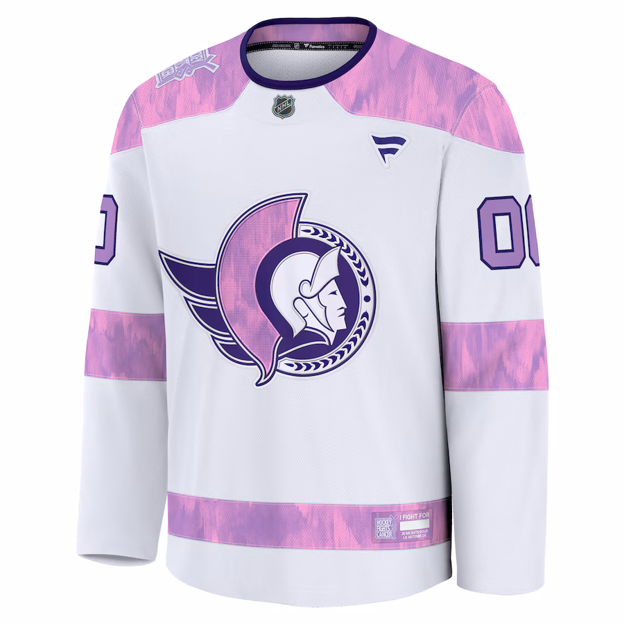 Ottawa Senators Fanatics 2024 Hockey Fights Cancer Custom Practice Jersey - White