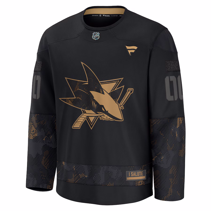 San Jose Sharks Fanatics 2024 Military Appreciation Custom Practice Jersey - Black