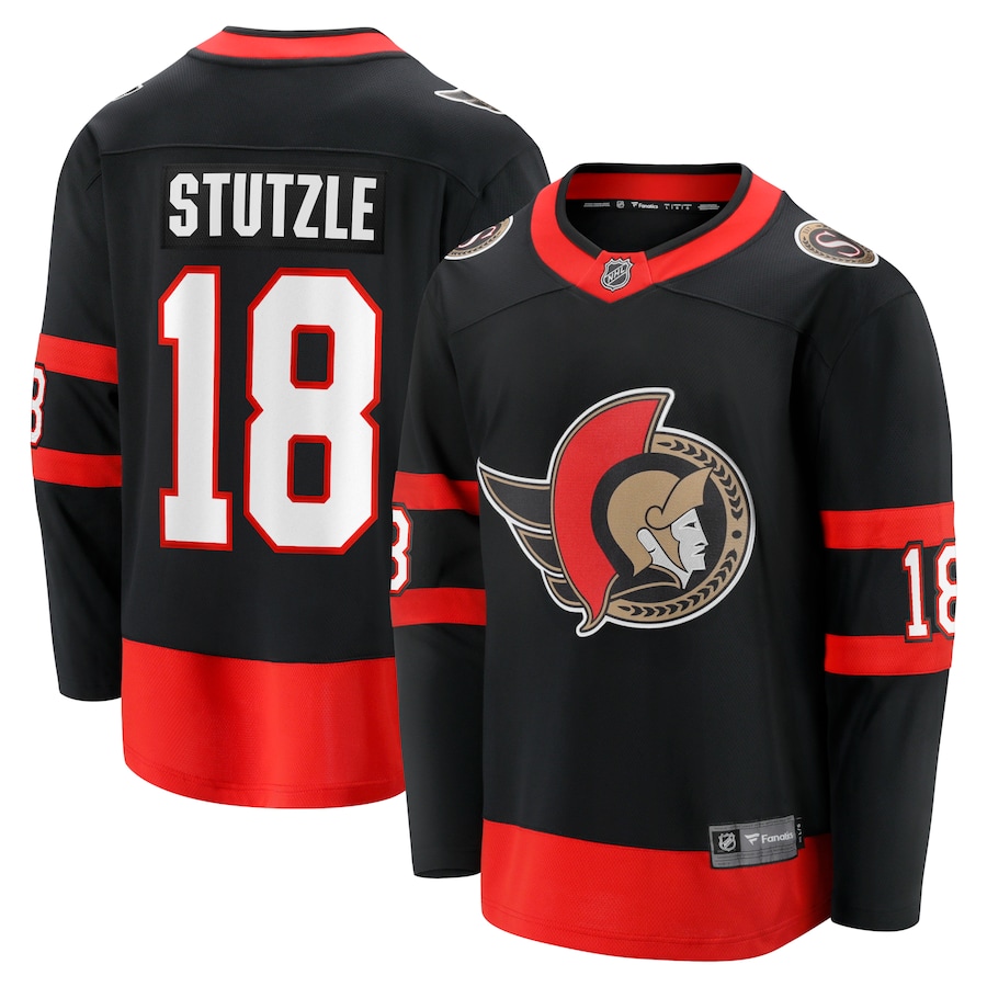 Men's Ottawa Senators Tim Stutzle Fanatics Black Home Premier Breakaway Player - Jersey
