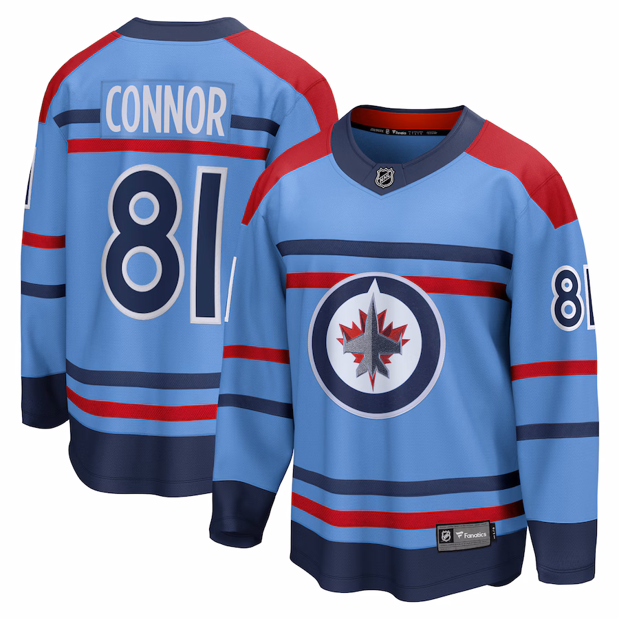 Men's Winnipeg Jets Kyle Connor Fanatics Light Blue Anniversary Premier Breakaway Player Jersey