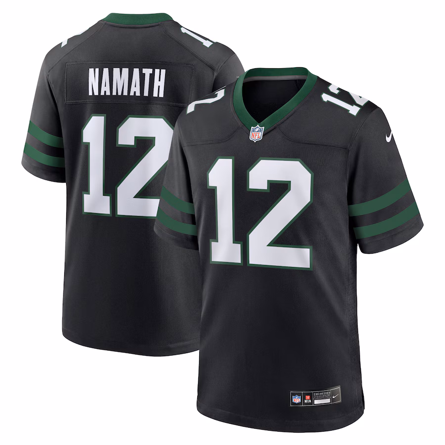 Men's New York Jets Joe Namath Nike Legacy Black Alternate Retired Player Game Jersey