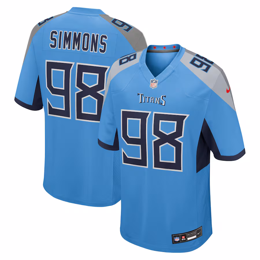 Men's Tennessee Titans Jeffery Simmons Nike Light Blue Team Game Jersey