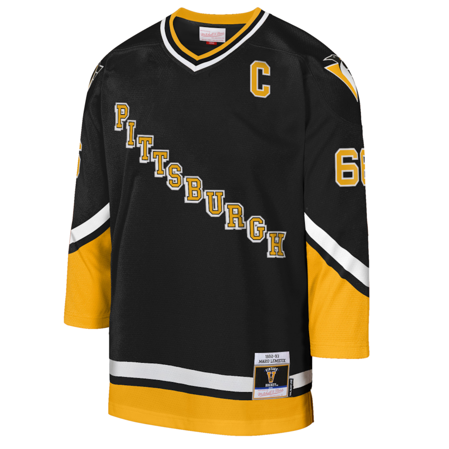 Mario Lemieux Pittsburgh Penguins Mitchell & Ness Youth 1992/93 Captain Patch Blue Line Player Jersey - Gold