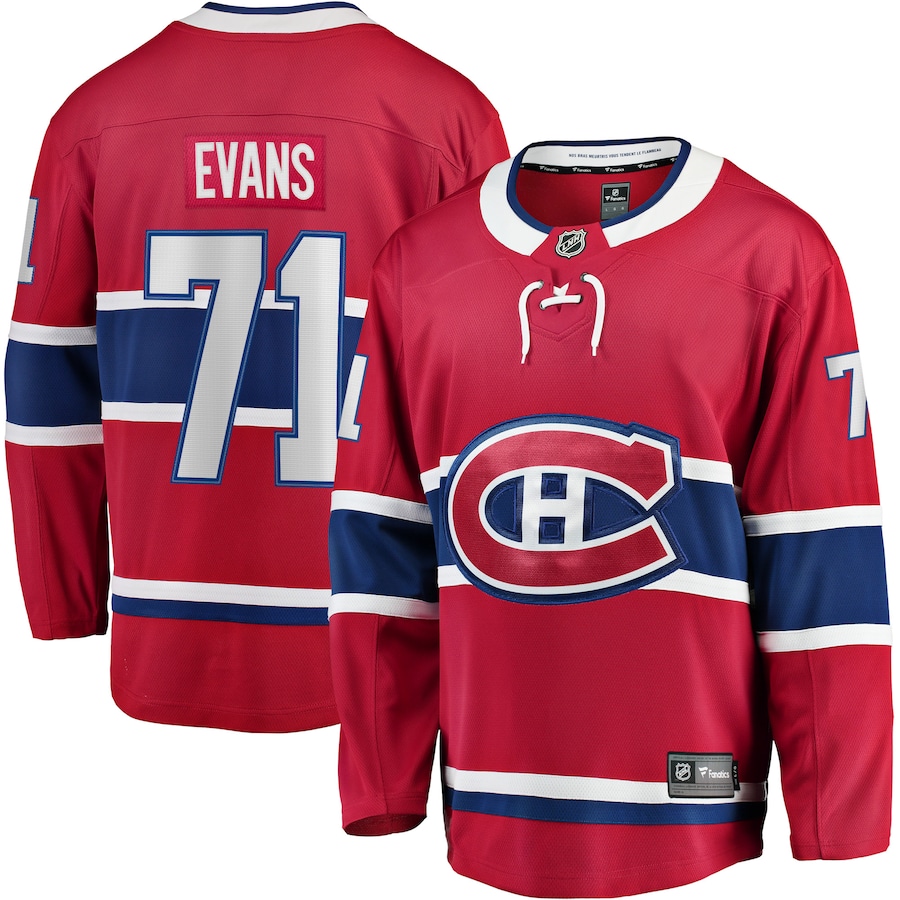 Jake Evans Montreal Canadiens Fanatics Home Breakaway Player Jersey - Red