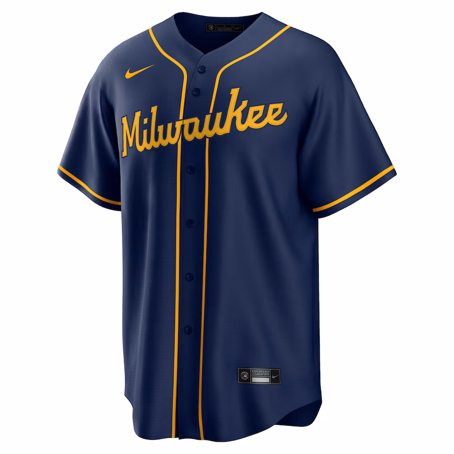 Men's Milwaukee Brewers Jackson Chourio Nike Navy Alternate 2 Replica Jersey